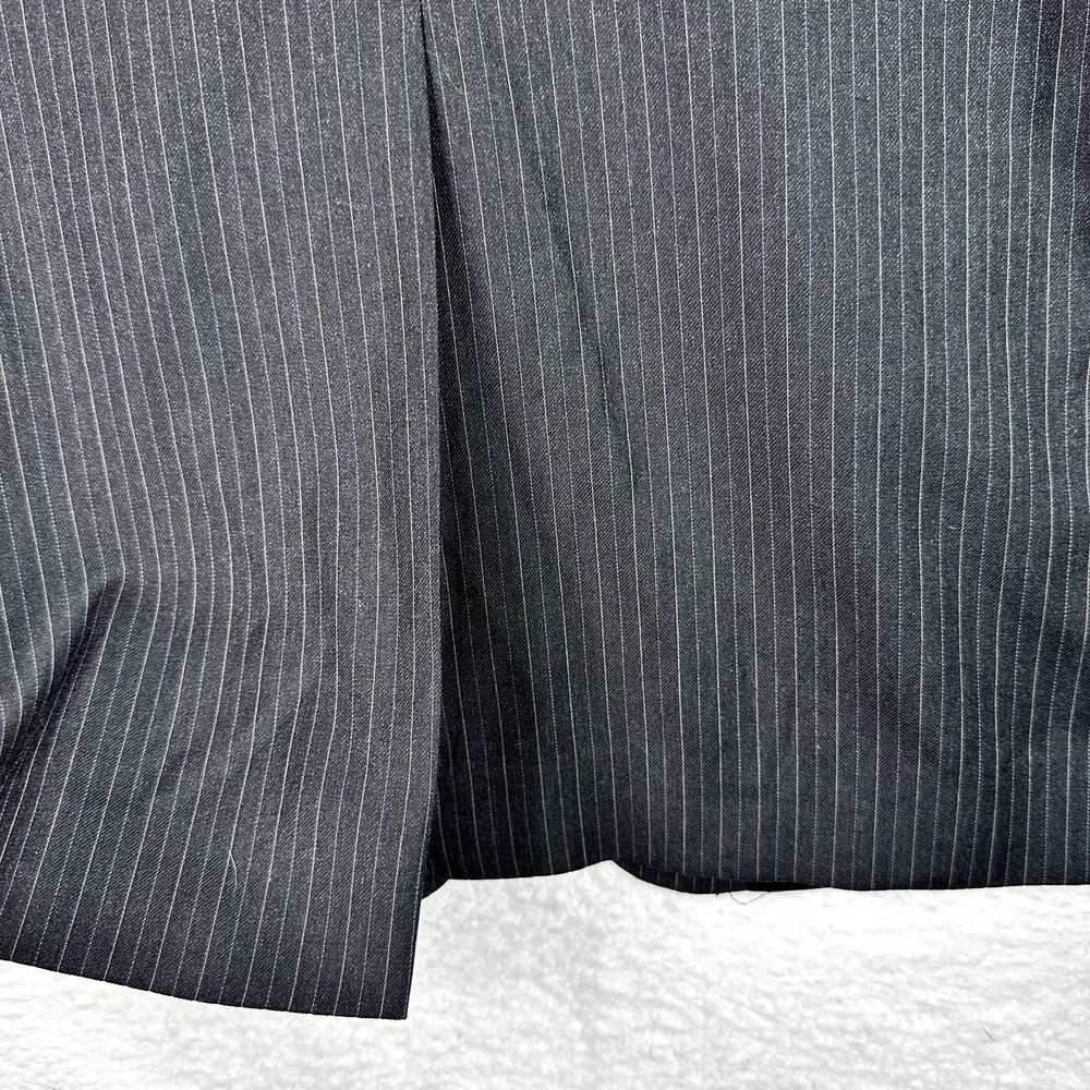 Lauren Ralph Lauren 48L Wool Blazer Mens Black Pinstripe Sport Coat Long Jacket